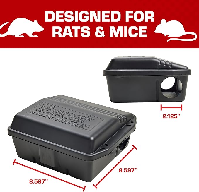 Tomcat Rodent Station, Includes 1 Rodent Station with 4 Bait Securing Rods and 1 Security Key - Fits Rat or Mouse Sized Traps (Baits & Traps Sold Separately) - Use Indoors or Outdoors
