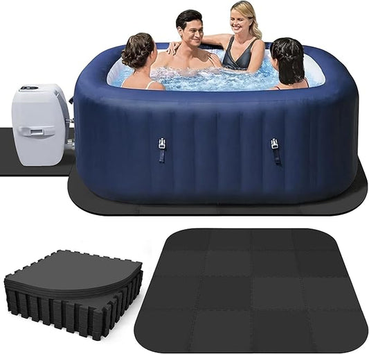 85 Inch Hot Tub Mat & Pad for Inflatable Tubs, 1/2" Extra Thick Hot Tub Pad Foundation Non-Slip EVA Foam Padding for Outdoor Hot Tubs Pool Spa Pad Game Camping Mat, Easy Clean