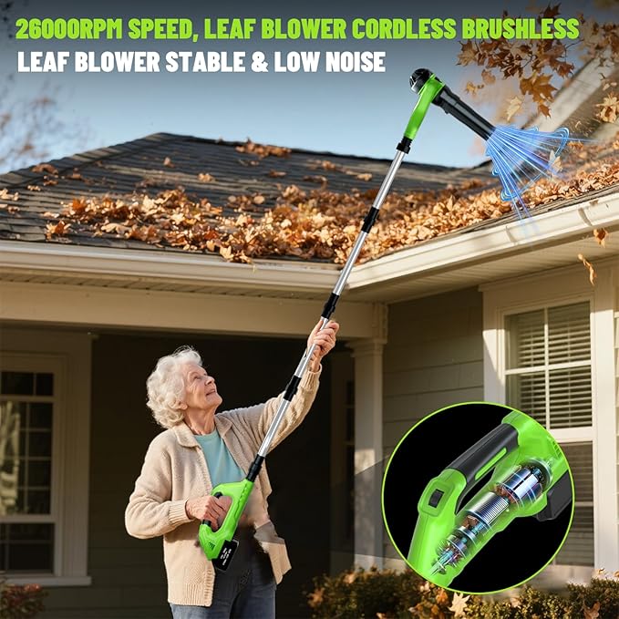 Leaf Blower Cordless,21V | 96" Electric Leaf Blower with 2 x 3.0Ah Batteries 3 Speed Modes 500CFM/180MPH Handheld Battery Powered Blower for Lawn Care Yard Patio Dust Snow Car Interior Garage Cleaning