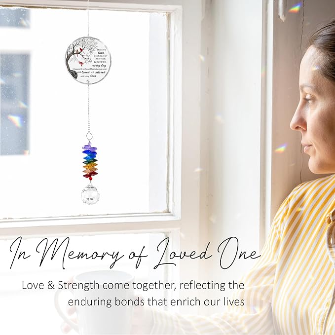 GIFTELIX Memorial Suncatcher - Sympathy Gift for Loss of Loved One - Crystal Rainbow Maker - Bereavement Keepsake - Hanging Crystal Decor - Loss of Family Friend Pet - Suncatcher Ornament