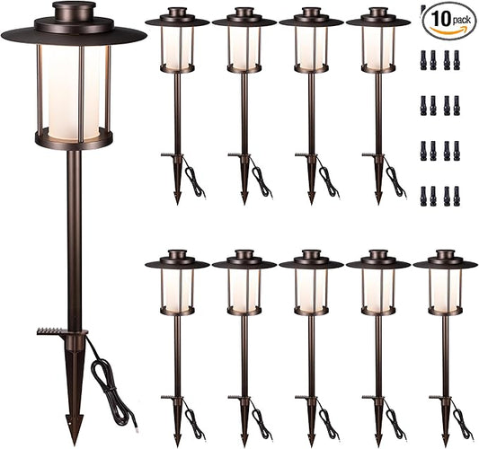 Varmtalys Pathway Landscaping Lighting Low Voltage, 5CCT Adjustable Setting Garden Path Light LED 12V, Outdoor Waterproof Walkway Lights, 5W 150LM ORB All Aluminum for Outside Patio Yard (10 Pack)