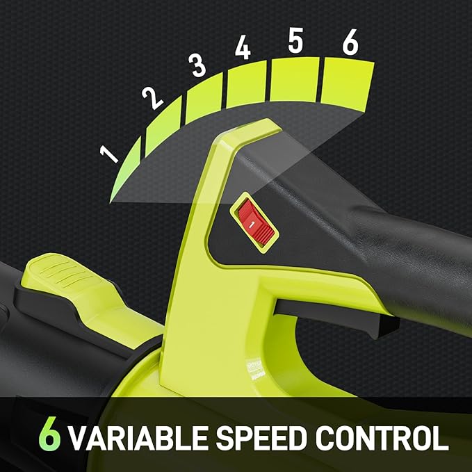 Hongmai Leaf Blower Cordless, 500 CFM 21V Electric Cordless Leaf Blower with 4.0Ah Battery and Charger, Lightweight, 6 Speed Modes, for Lawn Care, Patio, Blowing Leaves and Dust (Green)