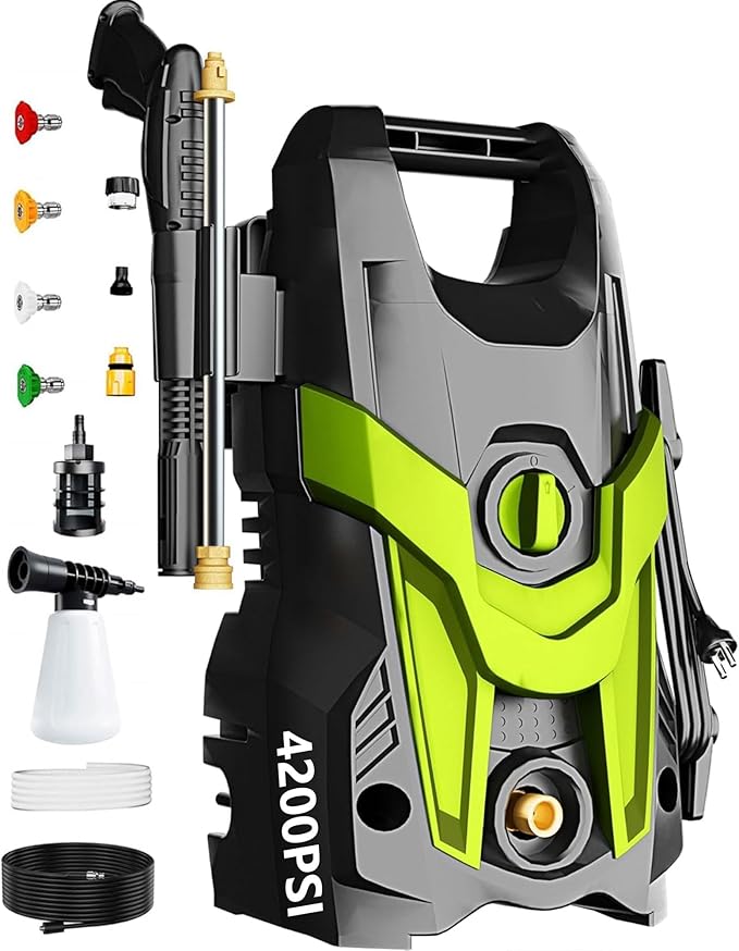 2026NEW Pressure Power Washer with 4 Quick Connect Nozzles, Inlet Hose & Filter, Foam Cannon for Cars/Fences/Driveways/Patios/Home Cleaning,18.5" X 9.8" X 8.3"