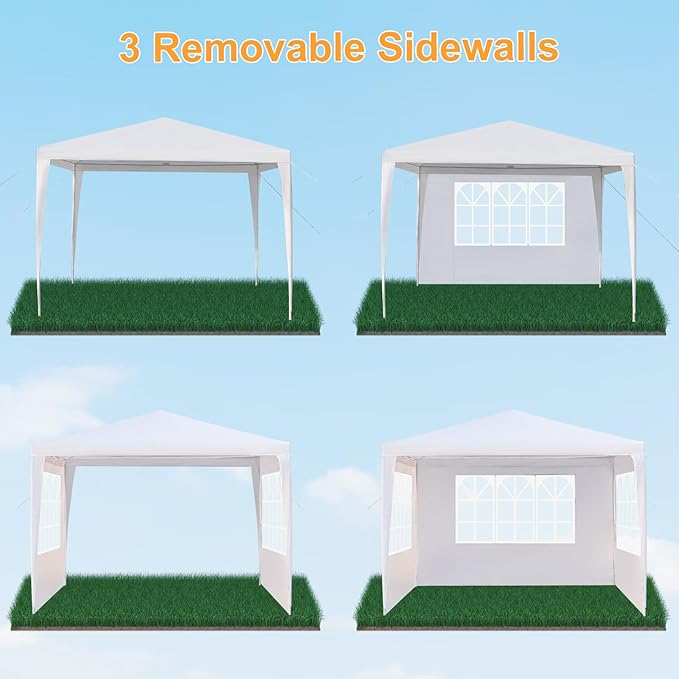 Outvita Outdoor Party Tent, Patio Canopy Tent Gazebo with Removable Sidewalls Instant Event Tent for Cater Events Wedding Birthday Pavilion Beach BBQ (10'x10')
