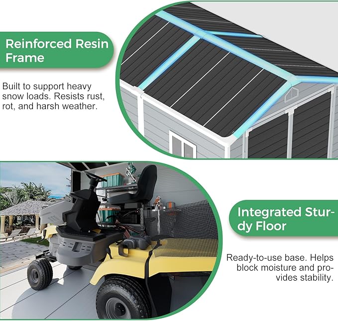 6x8 FT Plastic Resin Shed with Floor, All-Weather Storage Sheds Outdoor with Floor and Window Easy to Install, Large Plastic Sheds & Outdoor Storage for Garden Backyard Patio, Dove Grey
