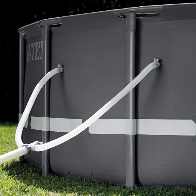 Intex Ultra XTR Frame 14' x 42" Round Above Ground Outdoor Swimming Pool Set with Sand Filter Pump, Ladder, Ground Cloth, and Pool Cover
