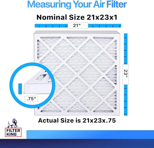 Filter King 21x23x1 Air Filter | 4-PACK | MERV 8 HVAC Pleated A/C Furnace Filters | MADE IN USA | Actual Size: 21 x 23 x .75"