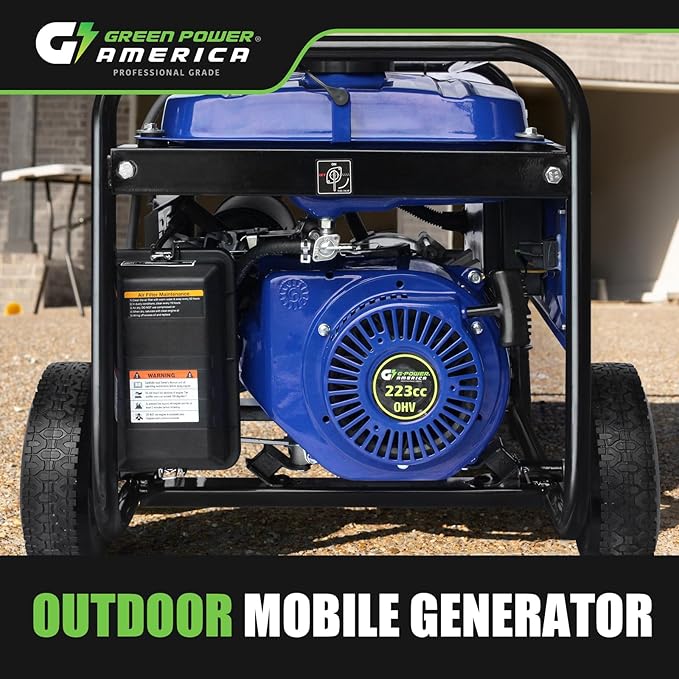 Green-Power America Gasoline Generator GPD5000W, Green/Black