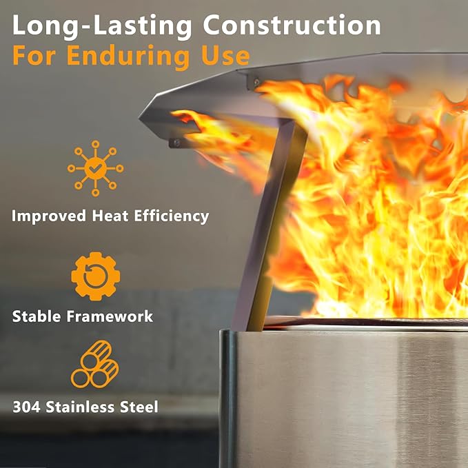 Heat Deflector for Solo Stove Ranger 1.0/2.0 and Other 15" Fire Pit - Accessory for Fire Pit, 304 Stainless Steel with 3 Legs Accessory.