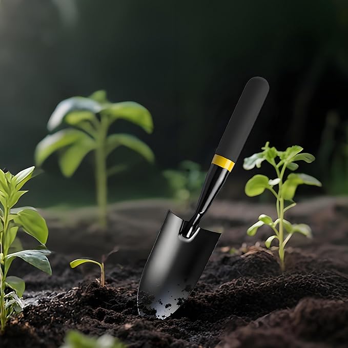 Garden Trowel - Metal Hand Shovel with Rubber Handle. This Garden Hand Trowel is Easy to use and Suitable for Soil Planting, Digging, transplanting and Outdoor Exploration Activities.