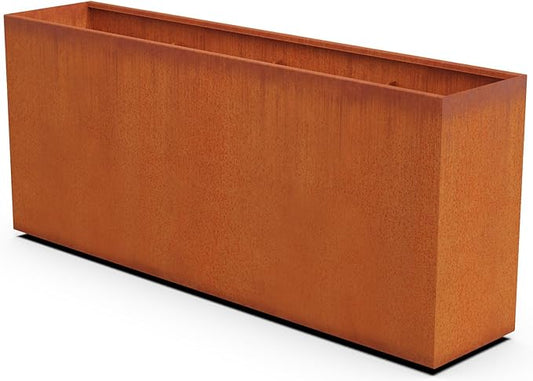 Plantercraft Large Rectangular Planters for Outdoor Plants | 84x18x36 Extra Large Corten Steel Planter | Modern Metal Planter Box for Patio & Garden Privacy | Heavy Duty & Fully Assembled