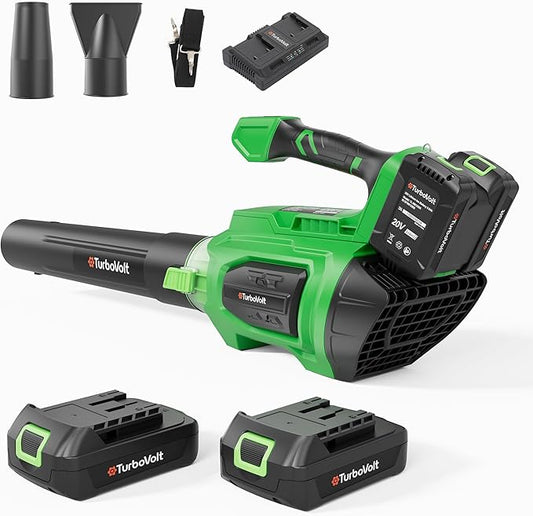 HeroJet Leaf Blower, 20V Cordless Electric Blower with 2 * 5.0Ah Batteries and 1 Hour Fast Charger, Lightweight Leaf Blower for Patio Cleaning, Lawn Care, Blowing Fallen Leaves and Dust