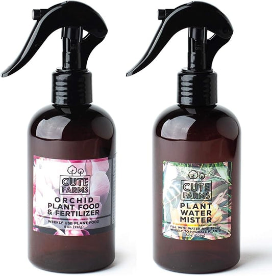 Cute Farms Orchid Plant Food Fertilizer Mist (8 oz. Spray Bottle + ONE Water Mister)