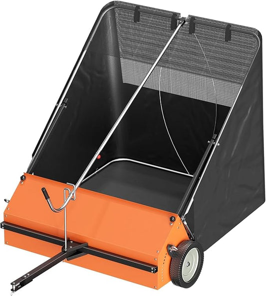 50" Tow Behind Lawn Sweeper,Pull Behind Lawn Sweeper,with 26 cu. ft. Large Capacity Leaf Collector,Adjustable Sweeping Height for Yard,Farm