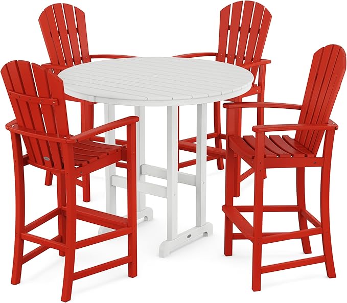 POLYWOOD® Palm Coast Bar Set, Sunset Red/White