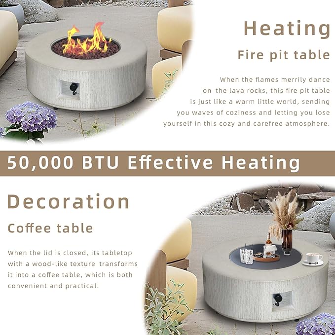 Afterglow Firepits All Terrafab External Gas Tank for Outdoor Use Round 50000Btu, Gray