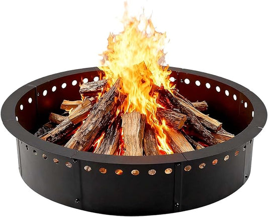 Heavy Duty Metal Smokeless Fire Pit Ring 35-Inch Outer/31-Inch Inner Diameter, for DIY Fire Pit, Outdoor Above or In-Ground, Camping Garden Patio Backyard