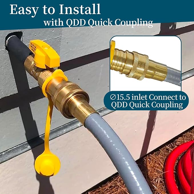 25FT 3/8" ID Natural Gas Grill Hose with Quick Connect Fittings, Low Pressure NG Hose Fit Weber, Char-Broil, Pizza Oven, Patio Heater