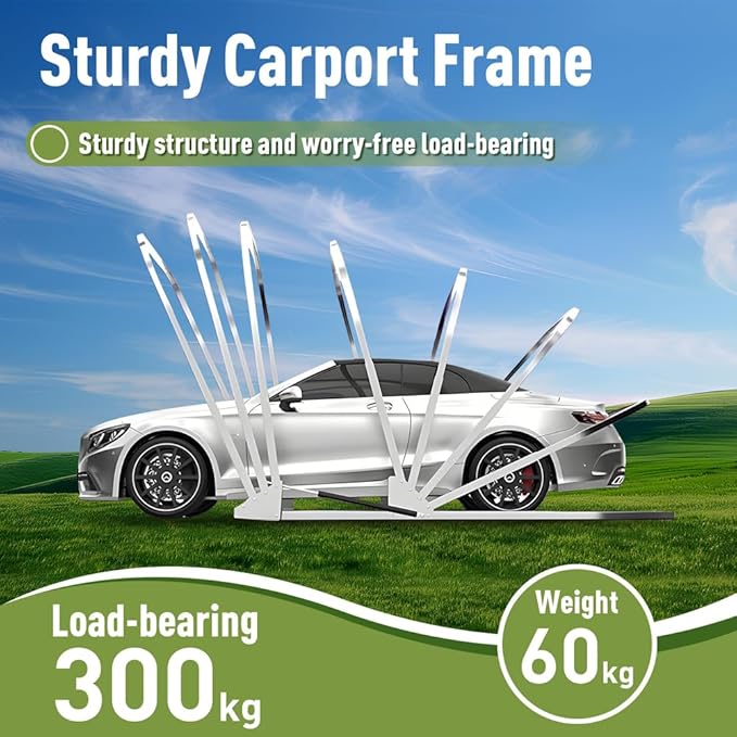Folding Carport, Stainless Steel Carport, Foldable Retractable Garage, Heavy Duty Mobile Carport, Semi-Automatic Outdoor Shelter, All-Weather RV Cover, for Parking Lot, Yard