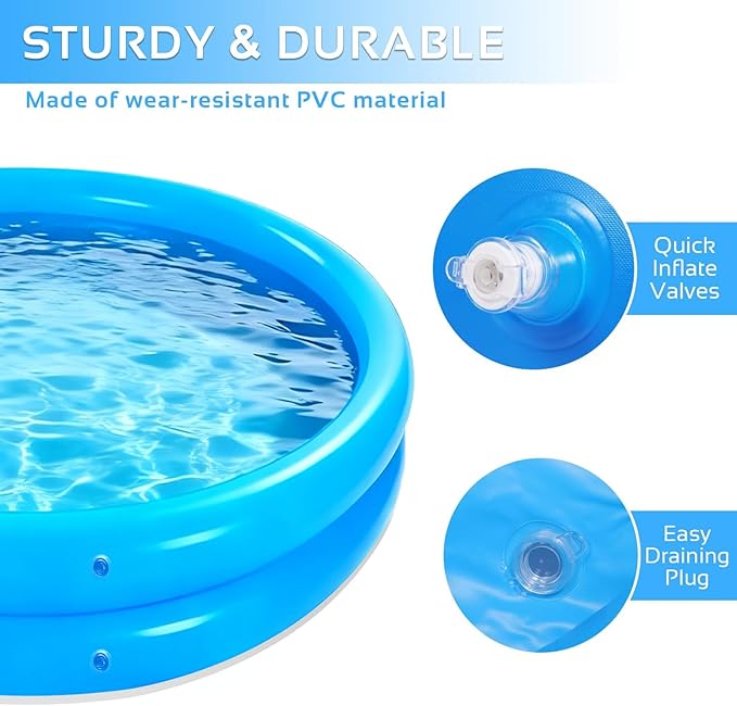 IPOOLGO Inflatable Swimming Pool, 44" X 12" Convenient Family Inflatable Swimming Pool, Indoor and Outdoor Play Pool, Girls/Boys Water Play Center