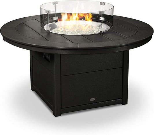 POLYWOOD® Round 48" Fire Pit Table in Black