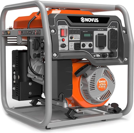 NOVUS 4000W Portable Inverter Generator for Home Use, Quiet Gas Generator with 223cc Engine, CO Sensor, RV Ready, GFCI Outlets for Home Backup, Camping, and RVs, EPA Compliant