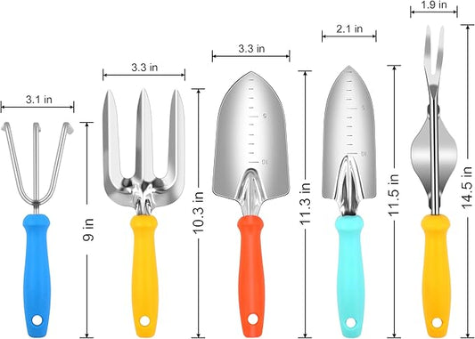 Weed Puller Tool, 5 Piece Stainless Steel Heavy Duty Weeding Tool, Weed Puller, Crack Weeder Tool, Weed Remover Tool with Ergonomic Plastic Handle, Gardening Gifts for Women