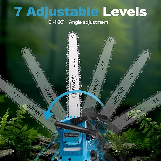 Jovant 2-IN-1 Cordless 12 Inch Pole saw & Mini Chainsaw, 1* Max 20V 6Ah Battery, 15ft Max Reach, Electric Pole Saws for Tree Trimming, Branch Cutting