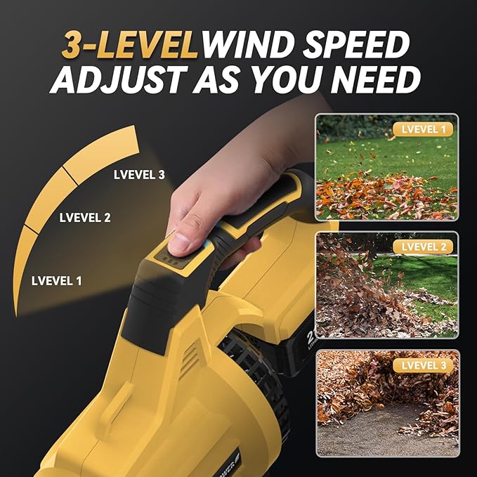 Leaf Blower Cordless,650 CFM & 160 MPH Electric Cordless Leaf Blower with 2 * 4.0Ah Batteries & Noise-Reduction Ear Muffs,3 Speed Powerful Blowing Ideal for Lawn Care, Blowing Leaves, Dust, Snow