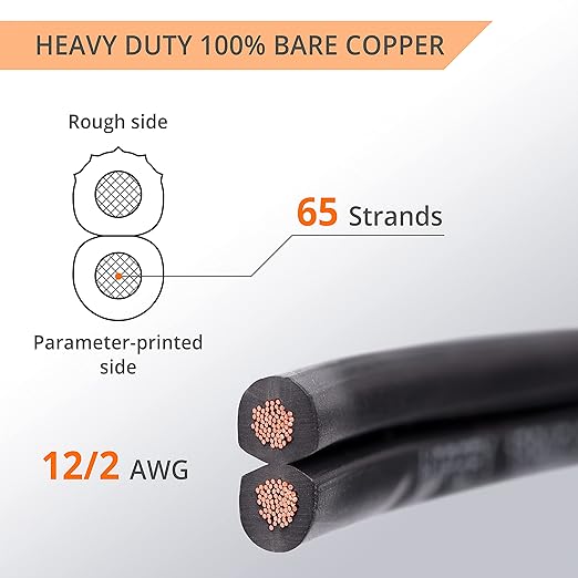 Wirefy 12/2 Low Voltage Landscape Wire 250 ft | Low Voltage Landscape Lighting Wire | Pure Copper | Outdoor Direct Burial | 12-Gauge 2-Conductor 250 Feet | UL Listed