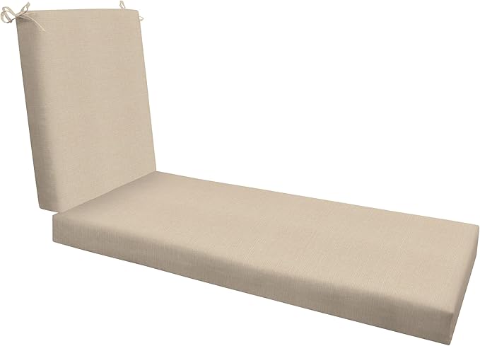 Honeycomb Outdoor Heritage Chaise, 22.5" W x 70" L, Textured Solid Almond Chair Cushion for Patio Furniture