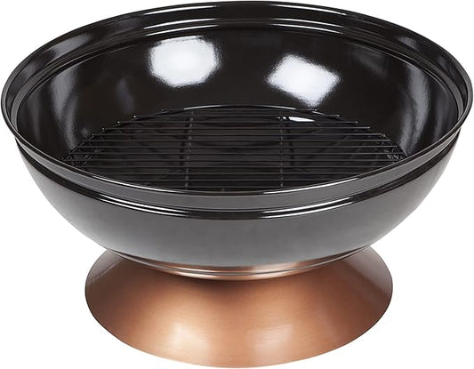 Fire Sense 62242 Fire Pit Degano Round Wood Burning Lightweight Portable Outdoor Firepit Backyard Fireplace Also Included Wood & Cooking Grate - Black Copper - 26"