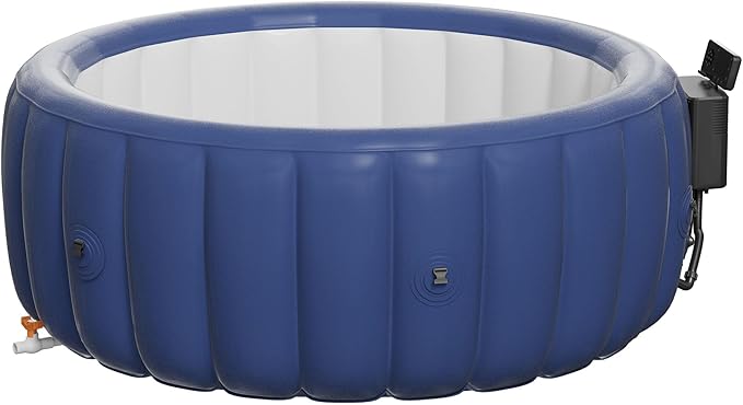 2-4 Person Inflatable Hot Tub, Portable Outdoor Spa with 146 Soothing Air Jets(73" x 28"), Portable Hot Tub with Cover and Heater Pump, Gray