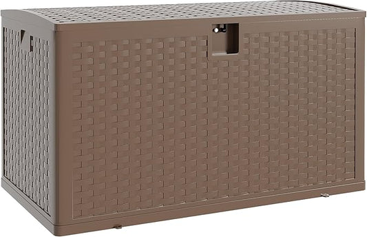 120 Gallon Outdoor Storage Box, Lockable Resin Deck Box Indoor and Outdoor Use, Waterproof Patio Deck Storage Box For Package Delivery, Furniture Cushions, Garden Tools, Pool Accessories