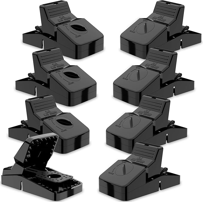 Kat Sense Rat Traps That Work Indoor & Outdoor for Instant Kill Results, Set of 8 Large Reusable Snap Traps for Mice Chipmunks 'N Squirrels