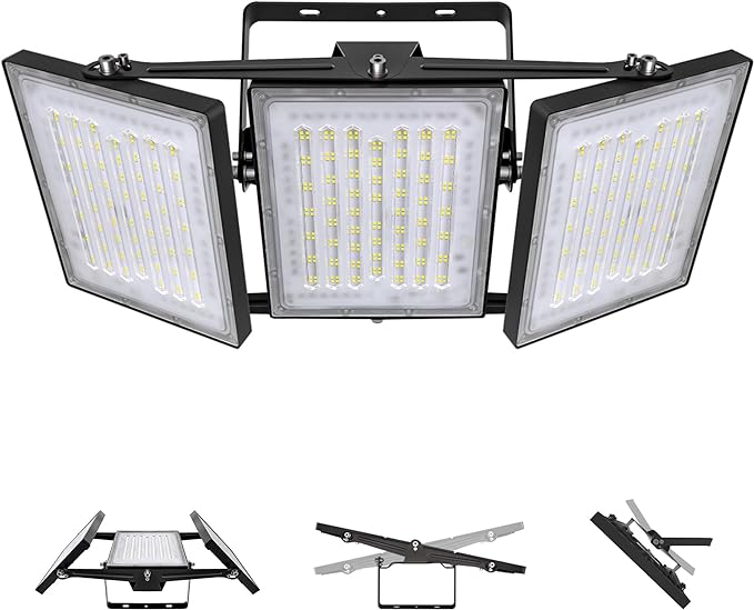 LED Flood Light Outdoor, STASUN 480W 48000lm 6000K Daylight White IP66 Waterproof, Commercial Parking Lot Light,3 Heads for Yard Street Stadium House Floodlight Bright Security Lights for Outdoor Area