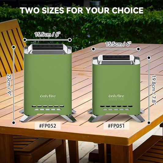 ONLYFIRE OUTDOOR LIVING 2-in-1 Smokeless Fire Pit with Pot Bracket & Carry Bag, Portable Camping Stove, Wood Burning Mini Tabletop Fireplace for Patio Backyard RV Tailgating, Green 7.8", #FP051