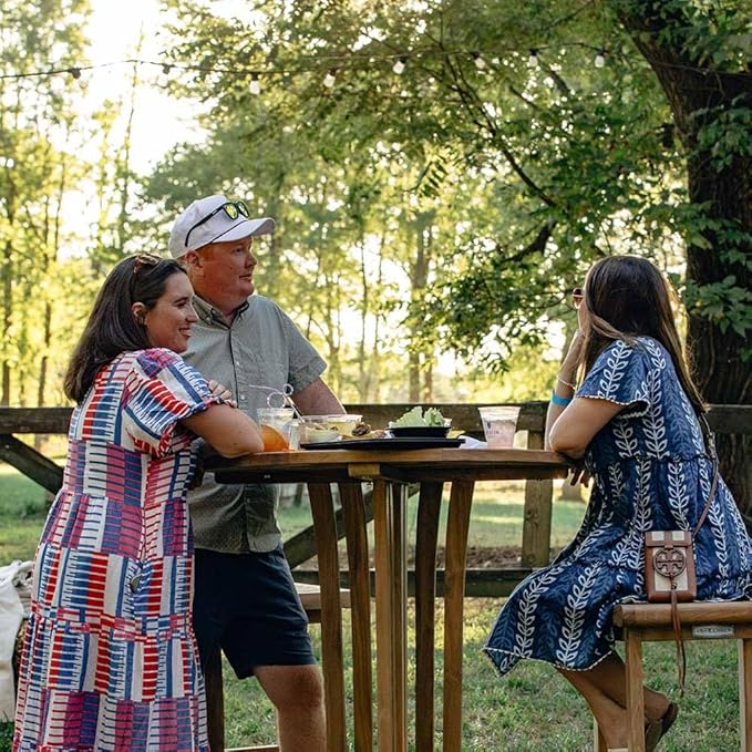Ash & Ember Acadia Grade A Teak 35" Round Bar Table, Indoor Outdoor Patio Bar Furniture, Weather Resistant Solid Wood for Garden, Backyard, Patio, Tightly Spaced Slats