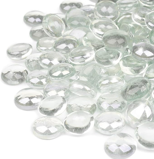 GASPRO 10 lbs Fire Pit Glass for Propane Fire Pit, 3/4 Inch Fire Glass Beads for Fireplace Fire Pit Table, Glass Rocks for Landscaping - Clear