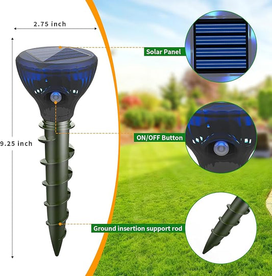 4 Pack Mole Repellent Solar Powered,Gopher Repellents,Solar Powered Waterproof Vole Repellent, Flash&Vibration is Suitable for Lawn, Courtyard and Outdoor Mole Deterrent for Yard