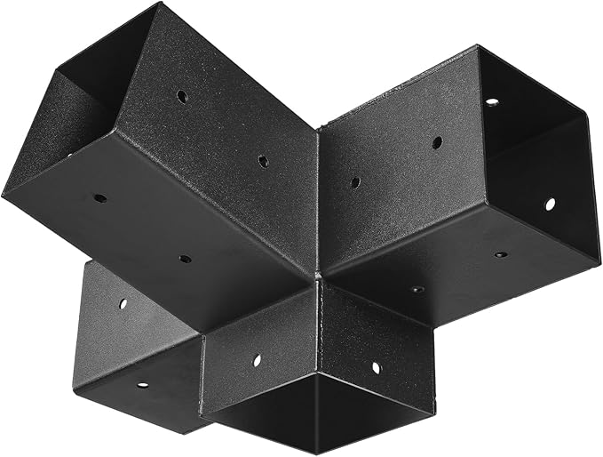 VEVOR Pergola Kit, 4x4 Inch 4-Way Slanted Bracket for 3.5x3.5 Inch Wood Beams in Actual Size, Carbon Steel Pergola Bracket with Post Base and Wall Mount Base, for Outdoor Pergolas, Gazebos, Sheds