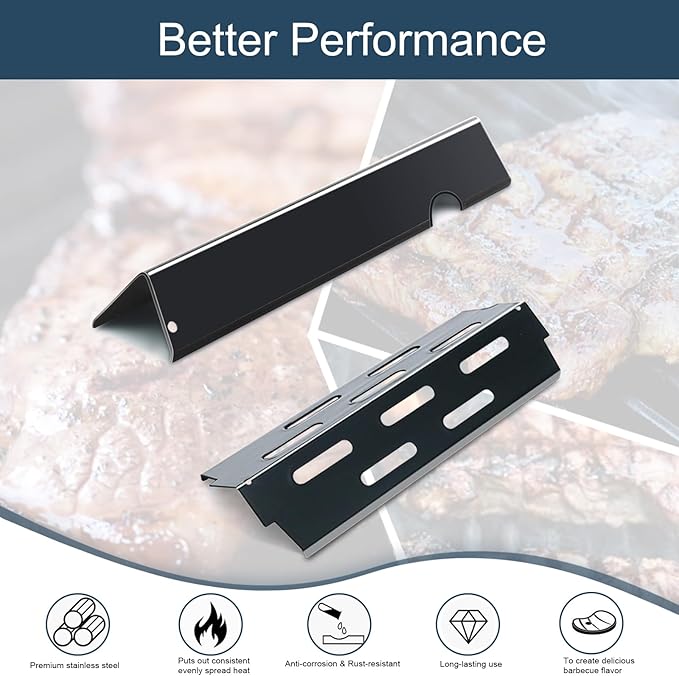 Grieptra Flavorizer Bars,Heat Deflectors and Grill Burner for Weber Genesis II 300/LX 300, GS4 Genesis ii E-310 ii E-315 ii E/S335 ii se-335 Grill (Porcelain Steel, 66032 * 5+ES/410 * 3+66790 * 3)