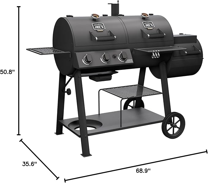 Oklahoma Joe's Canyon Combo Charcoal and Gas Smoker & Grill, Black - 24203004