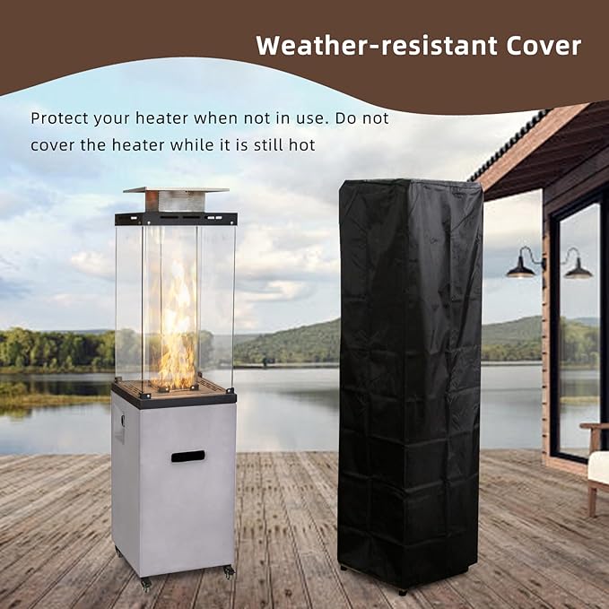 Afterglow Outdoor Patio Propane Fire Heater with Weather Cover Glass 41000 BTU Fireplace Patented & CSA Certificated, Cement Gray