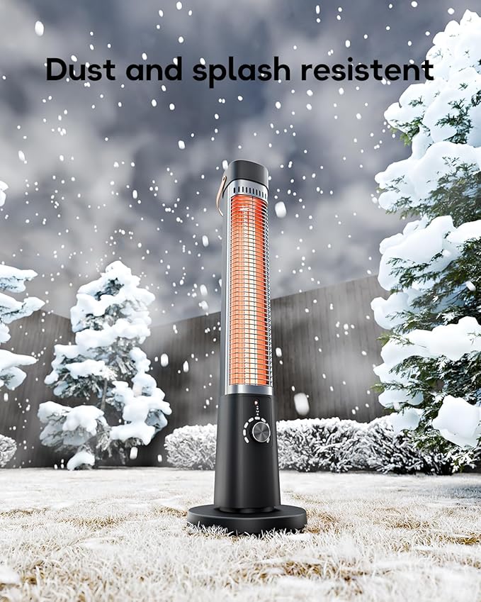Patio Heater for Outdoor Use, 32.1" 1500W Electric Space Heater Indoor, 60-Degree Oscillating Portable Infrared Heater, with Timer, Remote, for Patio, Gazebo, Black