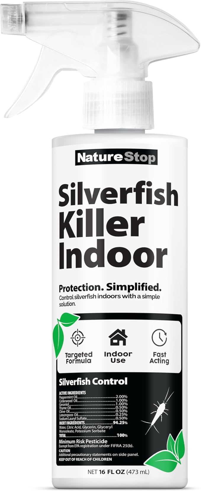 Silverfish Killer Spray, Fast-Acting Silverfish Control for Indoor Use, 16 oz (475mL)