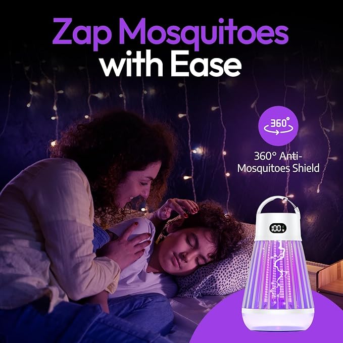 Zappify Zapper 2.1 Portable Bug Zapper, Indoor & Outdoor, Cordless Rechargeable Mosquito Zapper, Hanging Hook, 1500V High Voltage, Trap for Fly, Insect, Mosquito & Bugs