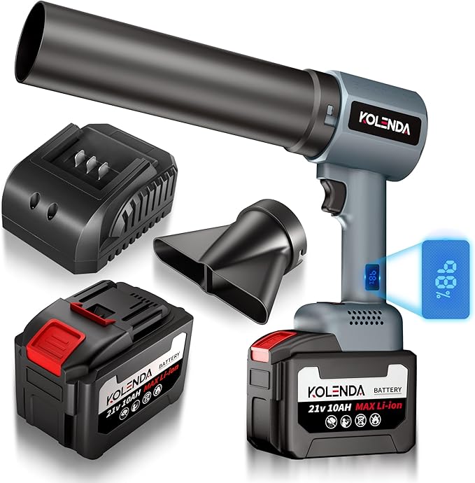 KOLENDA Handheld Cordless Lightweight Powerful Car Dryer Air Blower with 1800G & 335MPH Powerful, Air Duster Electric Leaf Blower Cleaning Dryer Turbo for Patio Cleaning, Lawn Care and Car Drying