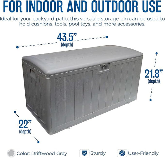 Plastic Development Group Outdoor Storage Deck Box, Standard Closure, 73 Gallon, Gray