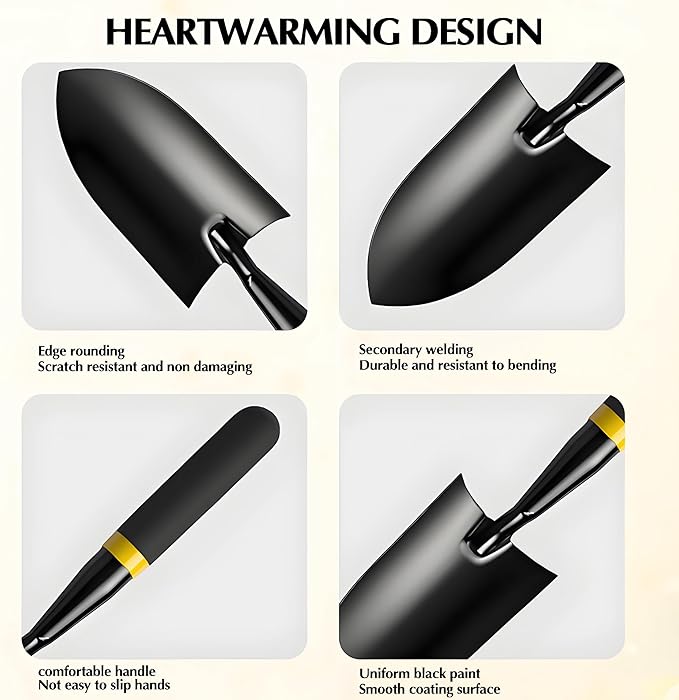 Garden Trowel - Metal Hand Shovel with Rubber Handle. This Garden Hand Trowel is Easy to use and Suitable for Soil Planting, Digging, transplanting and Outdoor Exploration Activities.